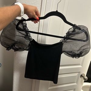 Black puff sleeve top